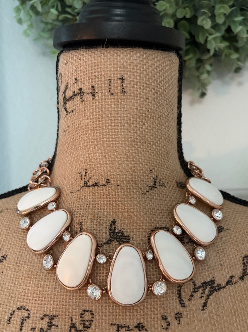 ST. Thomas  White Teardrop Statement Collar Necklace